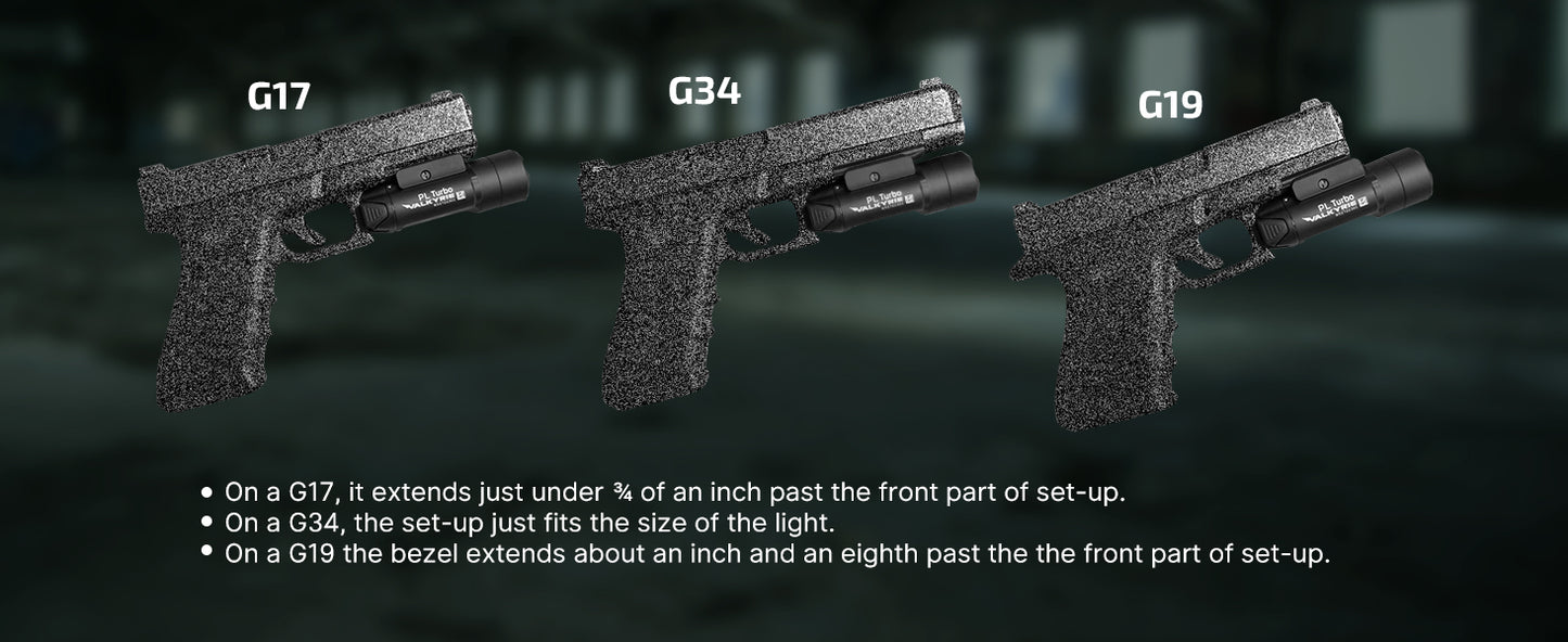 OLIGHT, PL Turbo Weapon light, 800-Lumen 515 Meters Long-Range Tactical Flashlight, 66,300 High Candela Compact Rail-Mounted Light with Strobe Function and Rail Locating Keys, Fits Picatinny and GL Rail