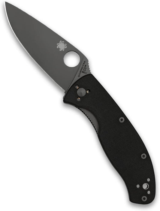 Spyderco, Tenacious Folding Utility Pocket Knife with 3.39" Black Stainless Steel Blade and Durable G-10 Handle - Everyday Carry - PlainEdge - C122GBBKP