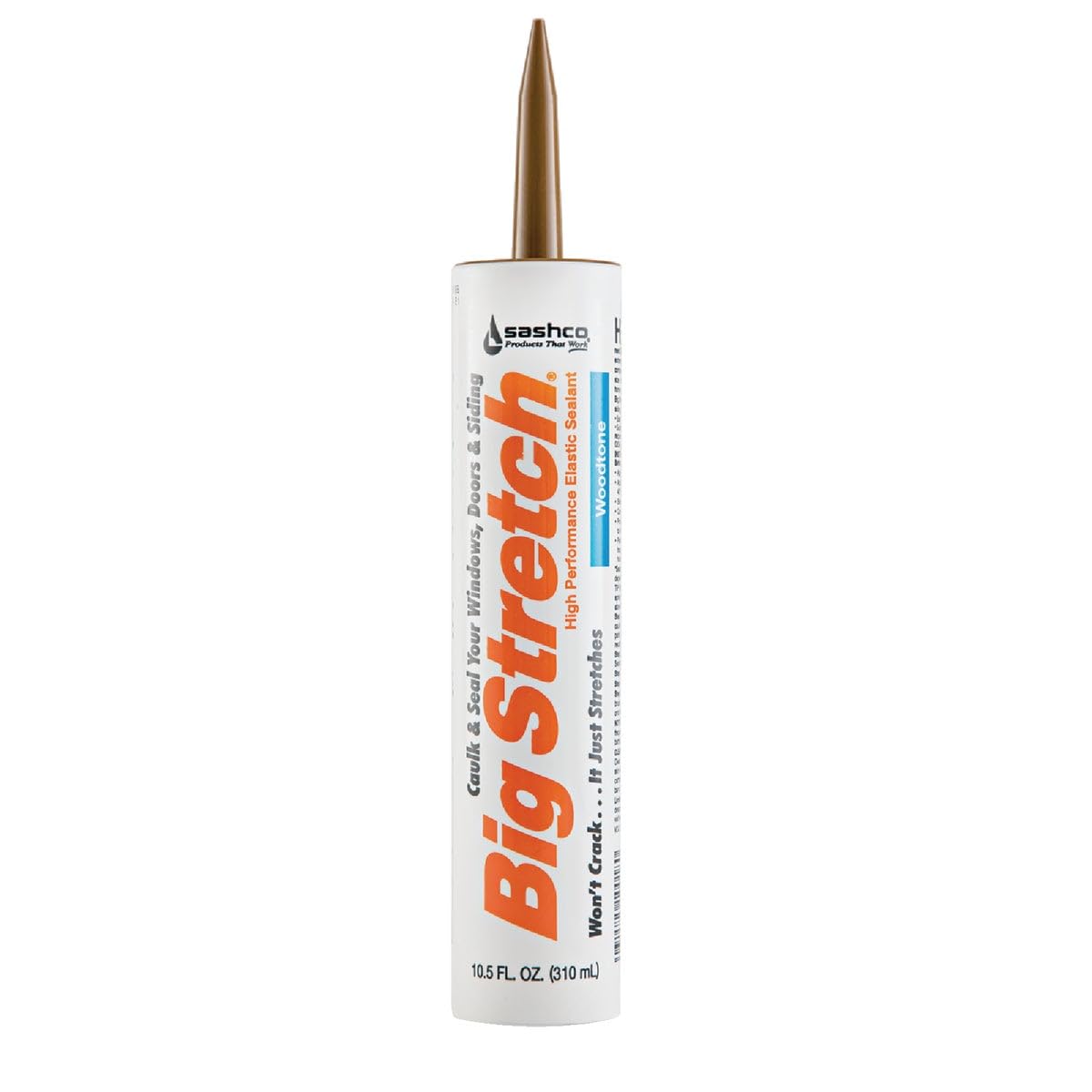Sashco, - 10018 Big Stretch Acrylic Latex High Performance Caulking Sealant, 10.5 oz Cartridge, Woodtone