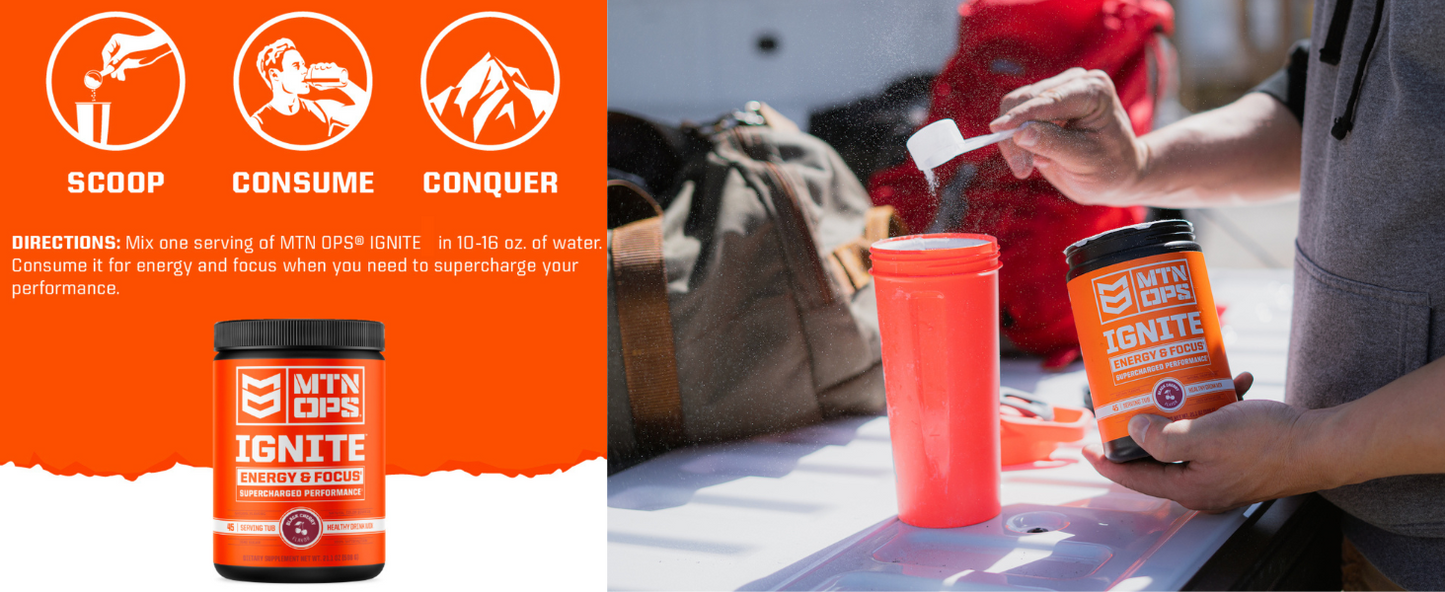 MTN OPS, Ignite Supercharged Energy Drink Mix 45-Serving Tub, Pink Lemonade