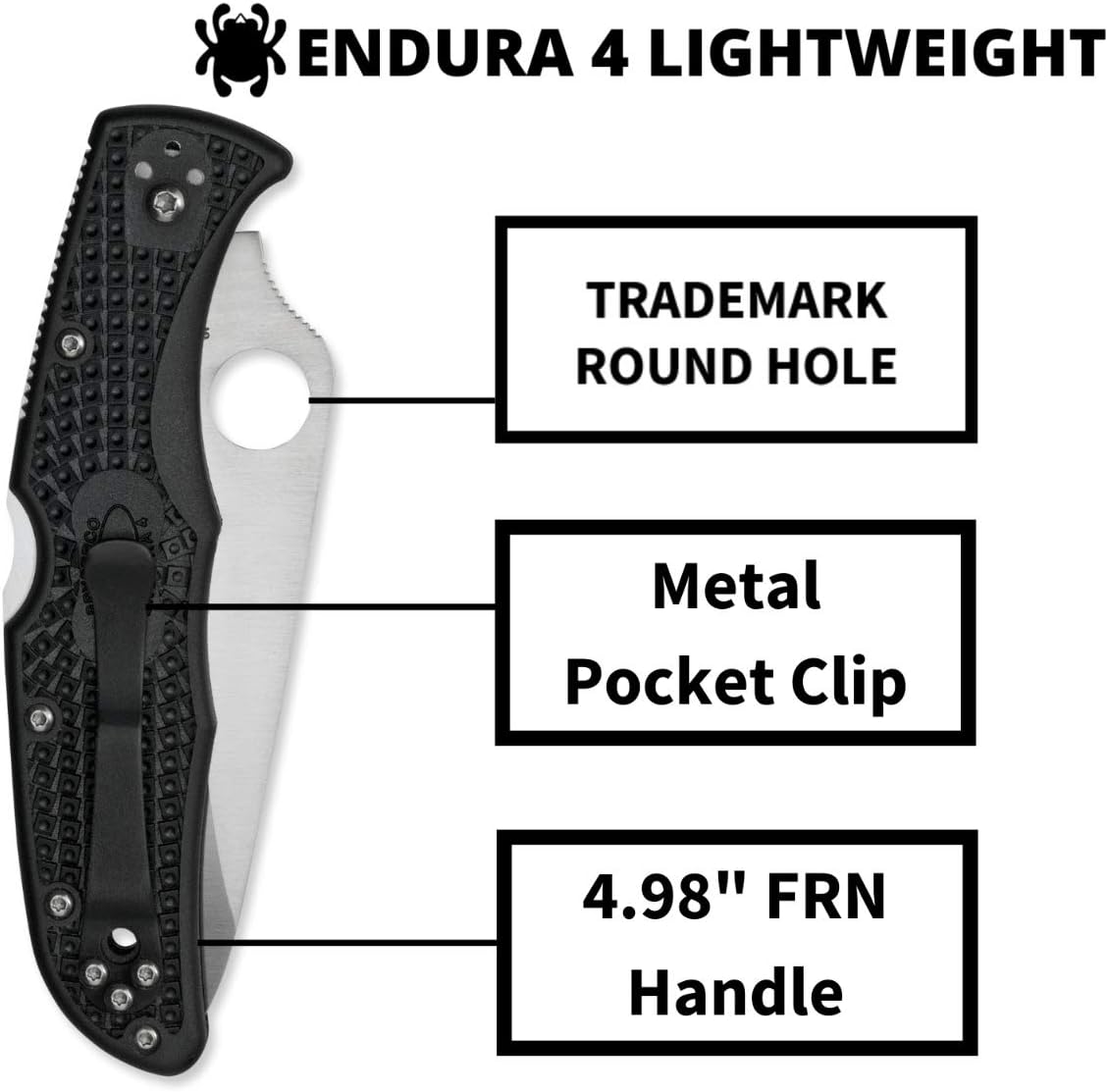 Spyderco, Endura 4 Lightweight Signature Knife with 3.80" VG-10 Steel Blade and FRN Handle - CombinationEdge - C10PSBK