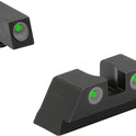 Meprolight, Tru-Dot tritium night Sights set Compatible with Glock 19 17 20-25 26 27 28-35 37 39 43 43x 42 48 tritium self luminous fixed sights, Green, Orange or Yellow tritium available on rear sight