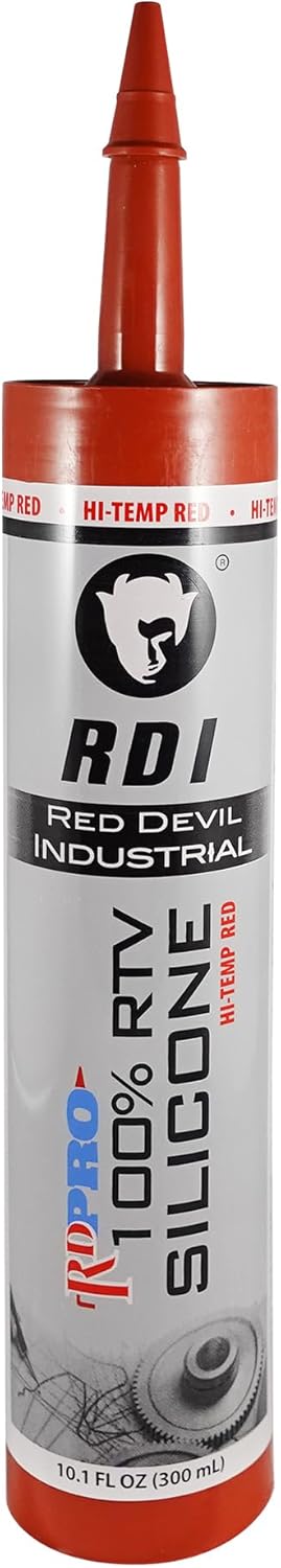 Red Devil, 08090I RD PRO 100% Heat Resistant RTV Silicone Sealant, A Water-Proof and Weatherproof Adhesive For High-Heat Use, 10.1 oz. Tube, Red, 1-Pack