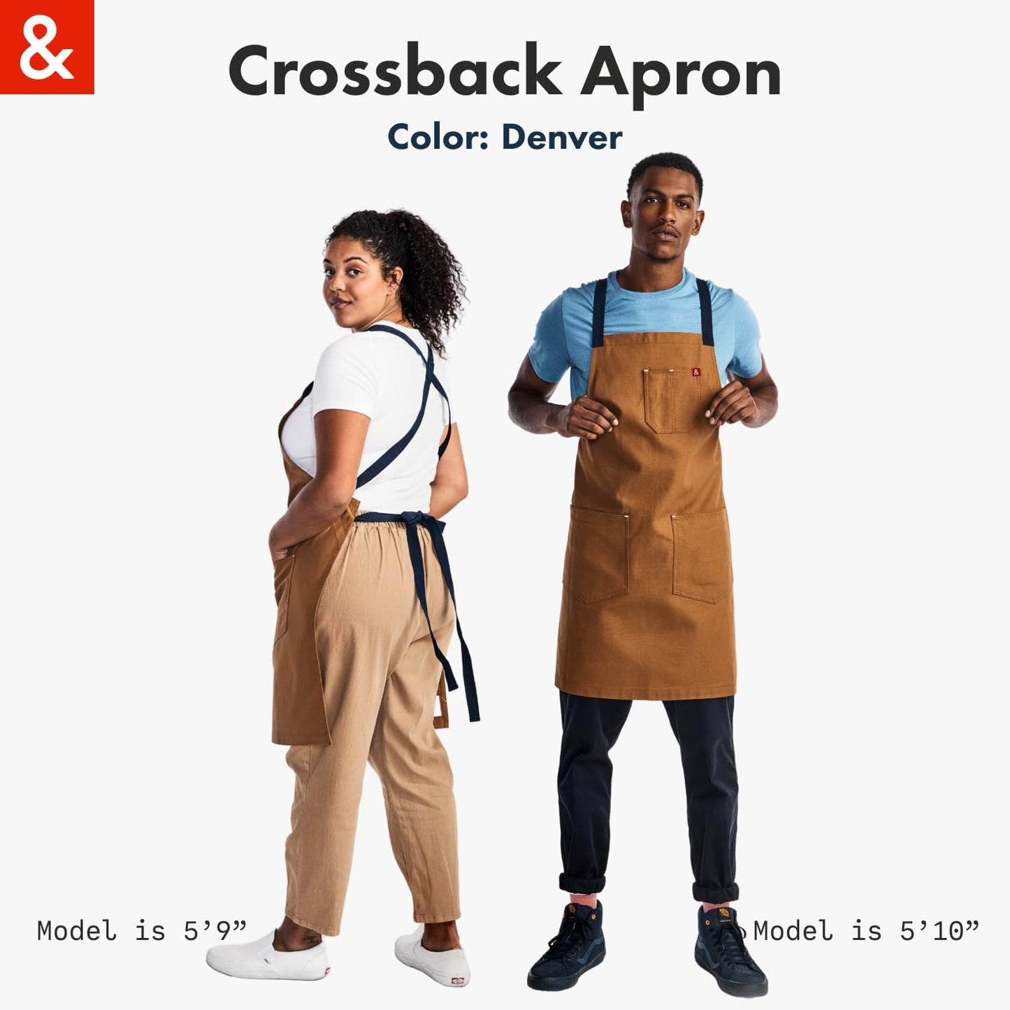Hedley & Bennett Crossback Apron - Professional Chef's Apron - Cross Back Men's Apron - Mens Cooking Apron - Kitchen Apron - Chef Aprons for Men & Women - 8oz 100% Cotton Canvas Fabric - Denver Brown