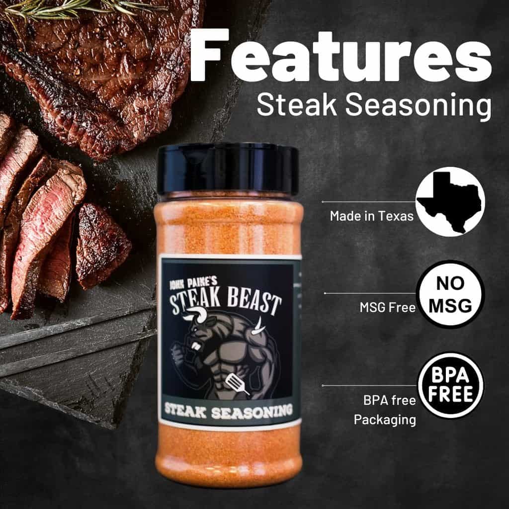 Steak Beast, Seasoning is a tasty Meat Seasoning perfect for Grilling, Frying, Smoking, and Dry Rub. It is 12oz. (Steak Seasoning)