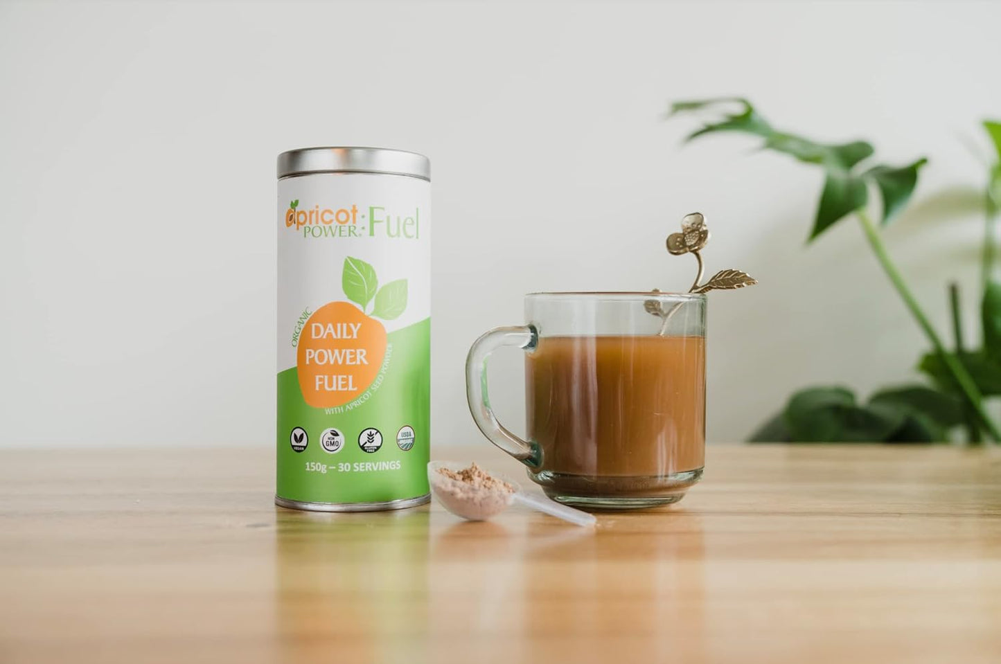 Apricot Power, Mushroom Coffee Organic Daily Power Fuel - Boost Natural Energy, Focus, & Reduce Stress - Non-GMO, Gluten Free, Vegan - 150g - 30 Servings