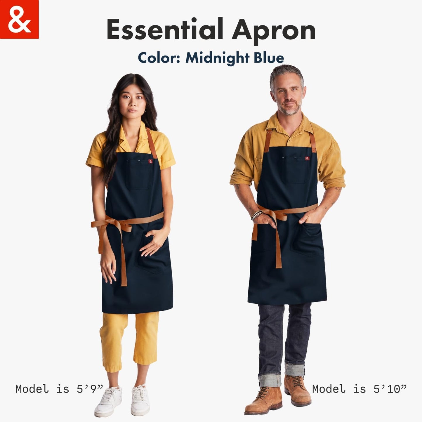 Hedley & Bennett, Professional Chef Apron with Pockets & Adjustable Bib - For Cooking & Grilling, 12oz 100% Cotton Canvas, Midnight Blue