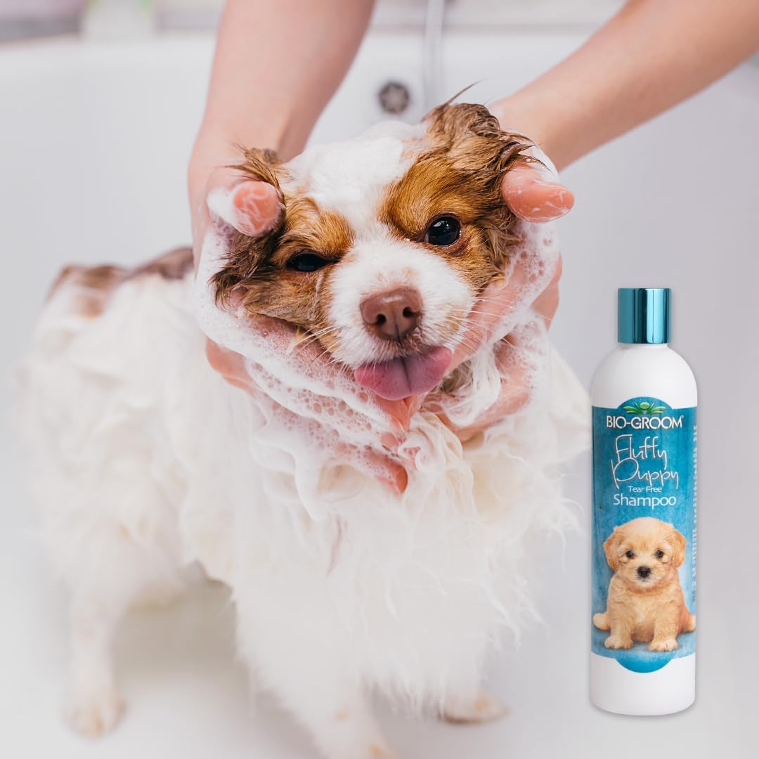 Bio-Groom, Fluffy Puppy Tear-Free Shampoo - Dog Bathing Supplies, Puppy Shampoo, Cat & Dog Grooming Supplies for Sensitive Skin, Cruelty-Free, Made in USA, Tearless Products - 12 fl oz 2-Pack