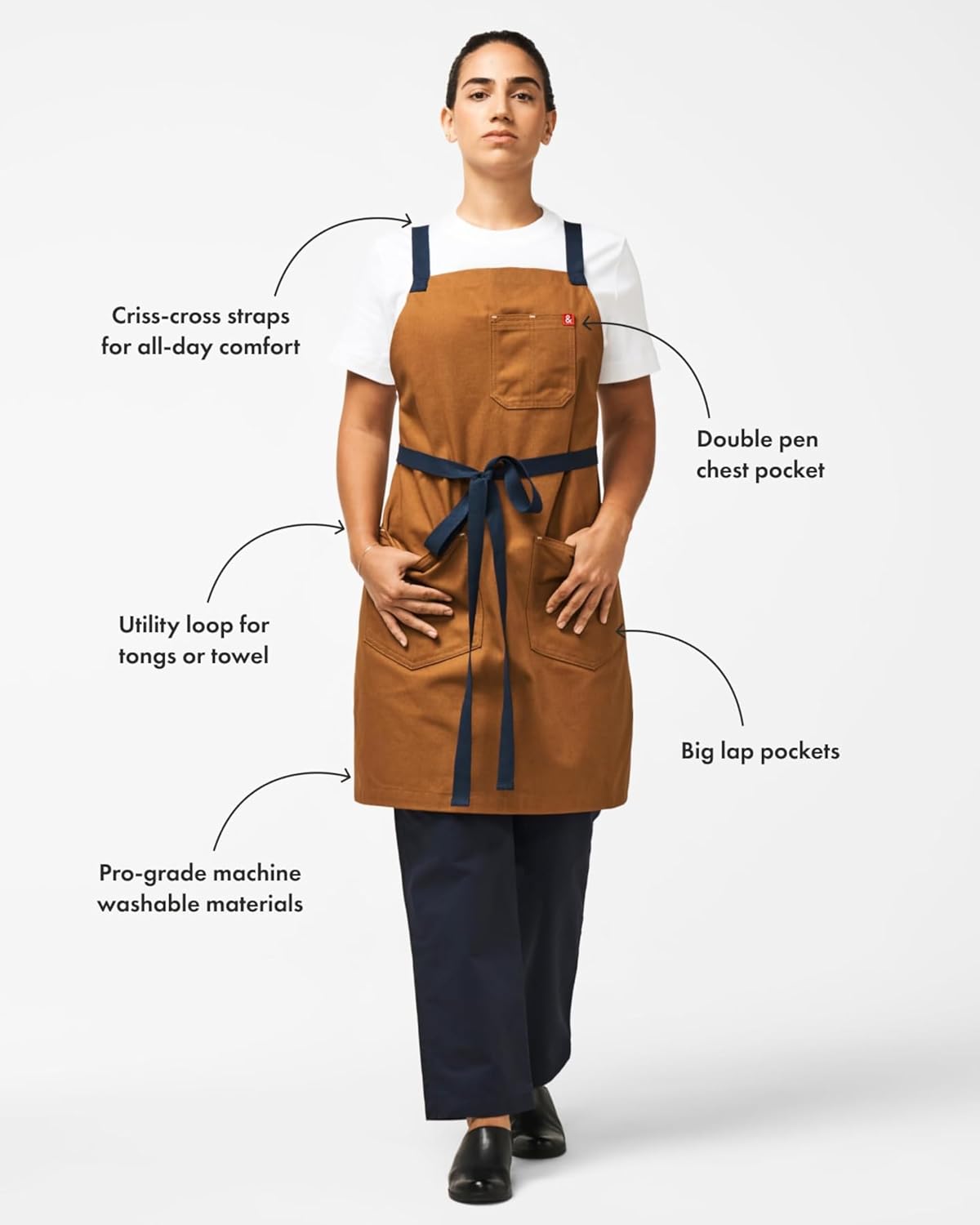 Hedley & Bennett, Crossback Apron - Crossback Chef Apron with Pockets - 100% Cotton Canvas, 8oz - Olive Green