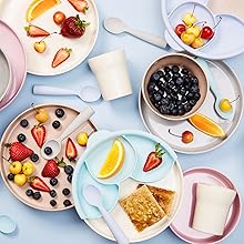 Miniware, First Bites Baby Feeding Set with Baby Bowl, Detachable Suction Foot, and Baby Spoon - Eco-Friendly, BPA Free, Dishwasher Safe Baby Eating Essentials(Vanilla & Cotton Candy)