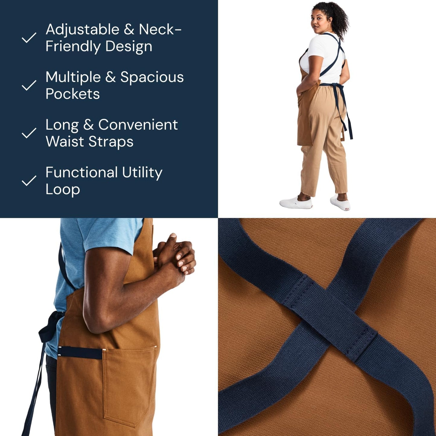 Hedley & Bennett Crossback Apron - Professional Chef's Apron - Cross Back Men's Apron - Mens Cooking Apron - Kitchen Apron - Chef Aprons for Men & Women - 8oz 100% Cotton Canvas Fabric - Denver Brown