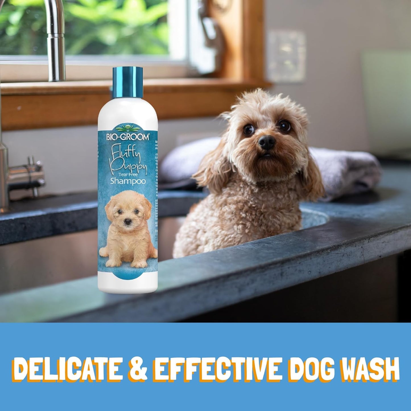 Bio-Groom, Fluffy Puppy Tear-Free Shampoo - Dog Bathing Supplies, Puppy Shampoo, Cat & Dog Grooming Supplies for Sensitive Skin, Cruelty-Free, Made in USA, Tearless Products - 12 fl oz 2-Pack