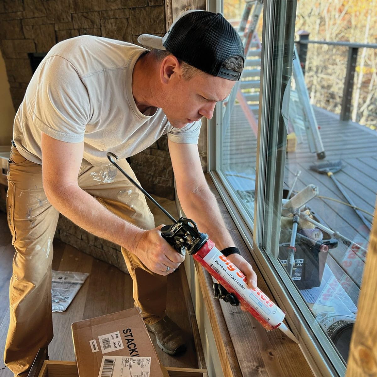 Sashco, - 10018 Big Stretch Acrylic Latex High Performance Caulking Sealant, 10.5 oz Cartridge, Woodtone