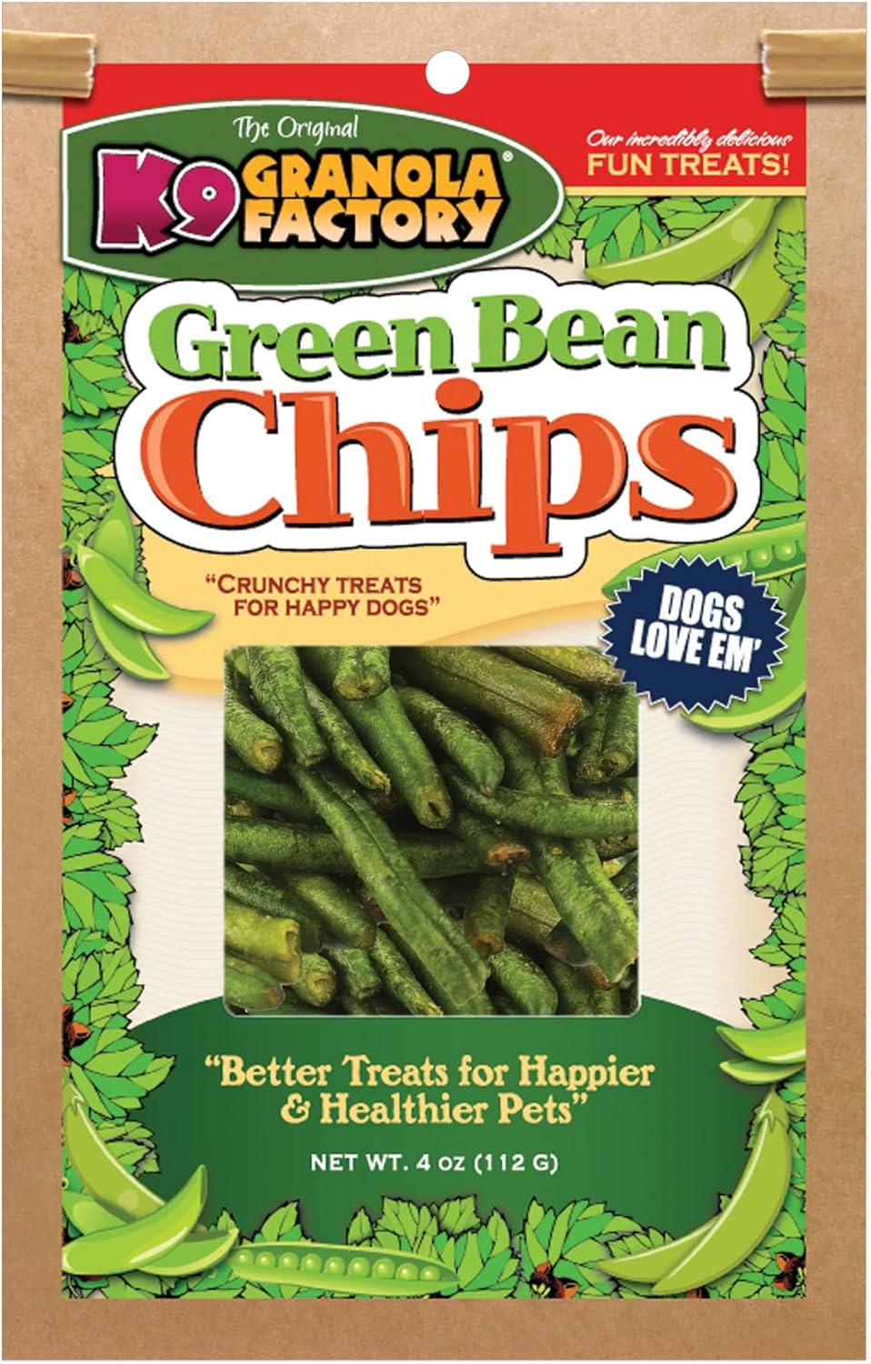 K9 Granola Factory, Green Bean Chips Dog Treat, 5 Oz