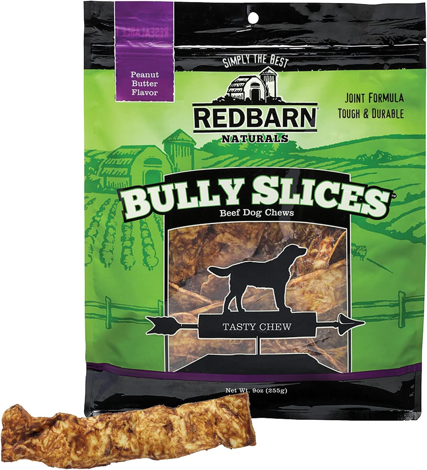 Redbarn, Bully Slices for Dogs | Highly Palatable, Long-Lasting Natural Dental Treats with Functional Ingredients, 9 oz. (Pack of 3) - Peanut Butter