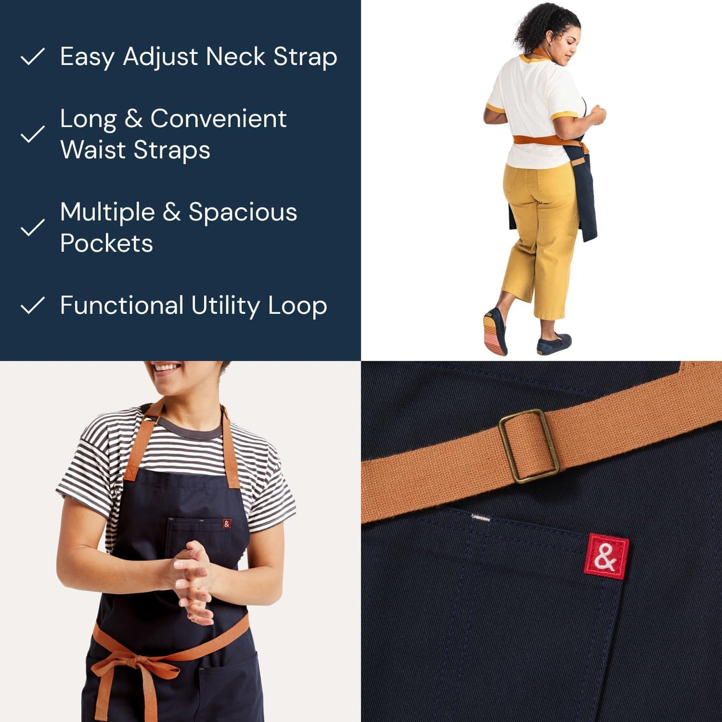 Hedley & Bennett, Professional Chef Apron with Pockets & Adjustable Bib - For Cooking & Grilling, 12oz 100% Cotton Canvas, Midnight Blue