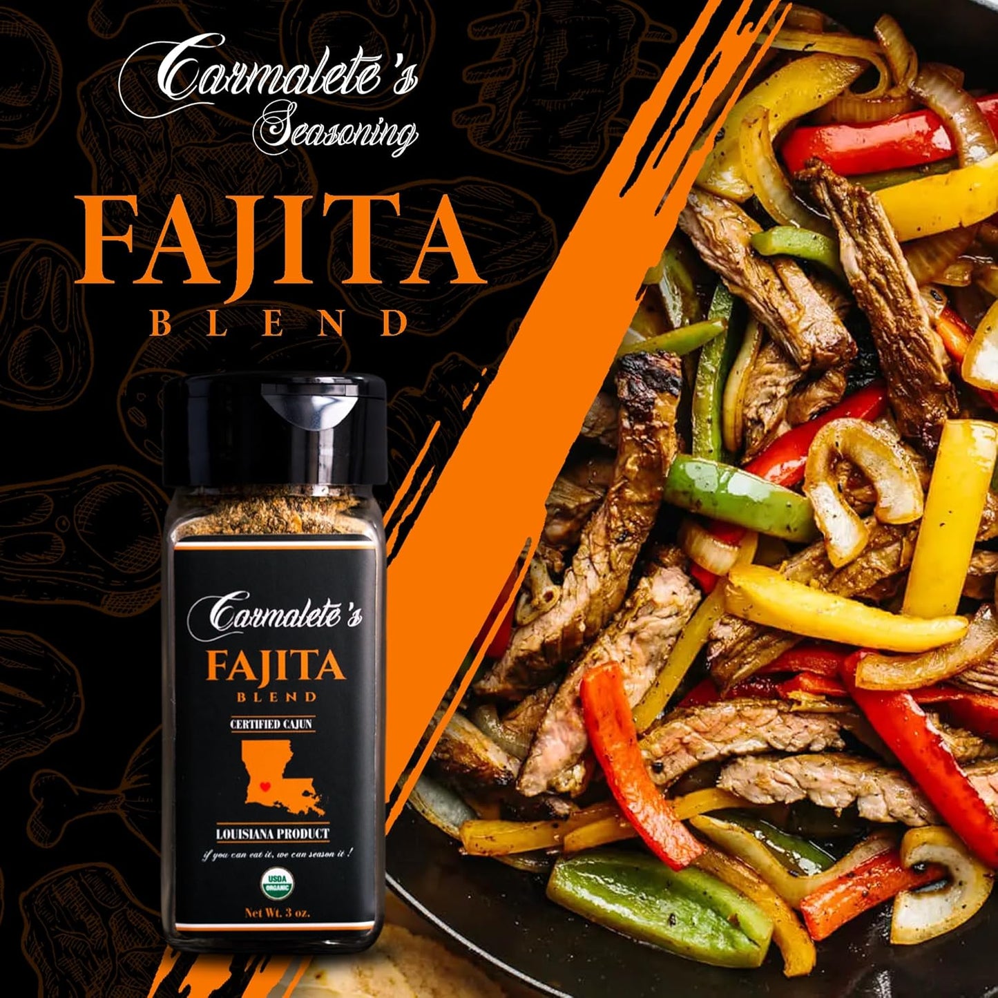 Carmalete's, Organic Seasoning Blend, 3 oz (3 oz., Fajita)