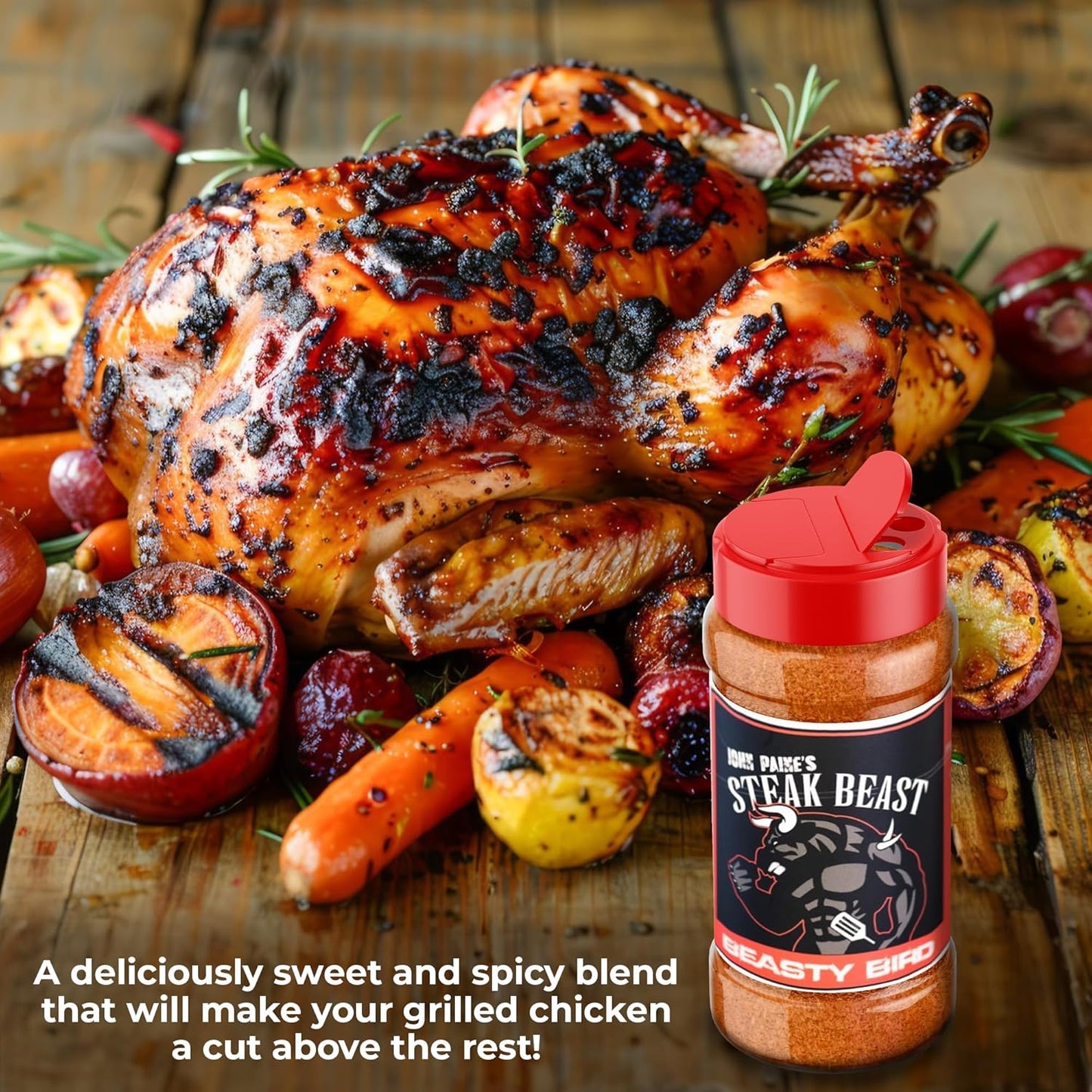 Steak Beast, Beast Bird Chicken Seasoning: Award-Winning BBQ Seasonings and Rubs - Sweet and Spicy Flavor, Ideal for Chicken BBQ Rub Seasoning And All Purpose Seasoning - 12oz