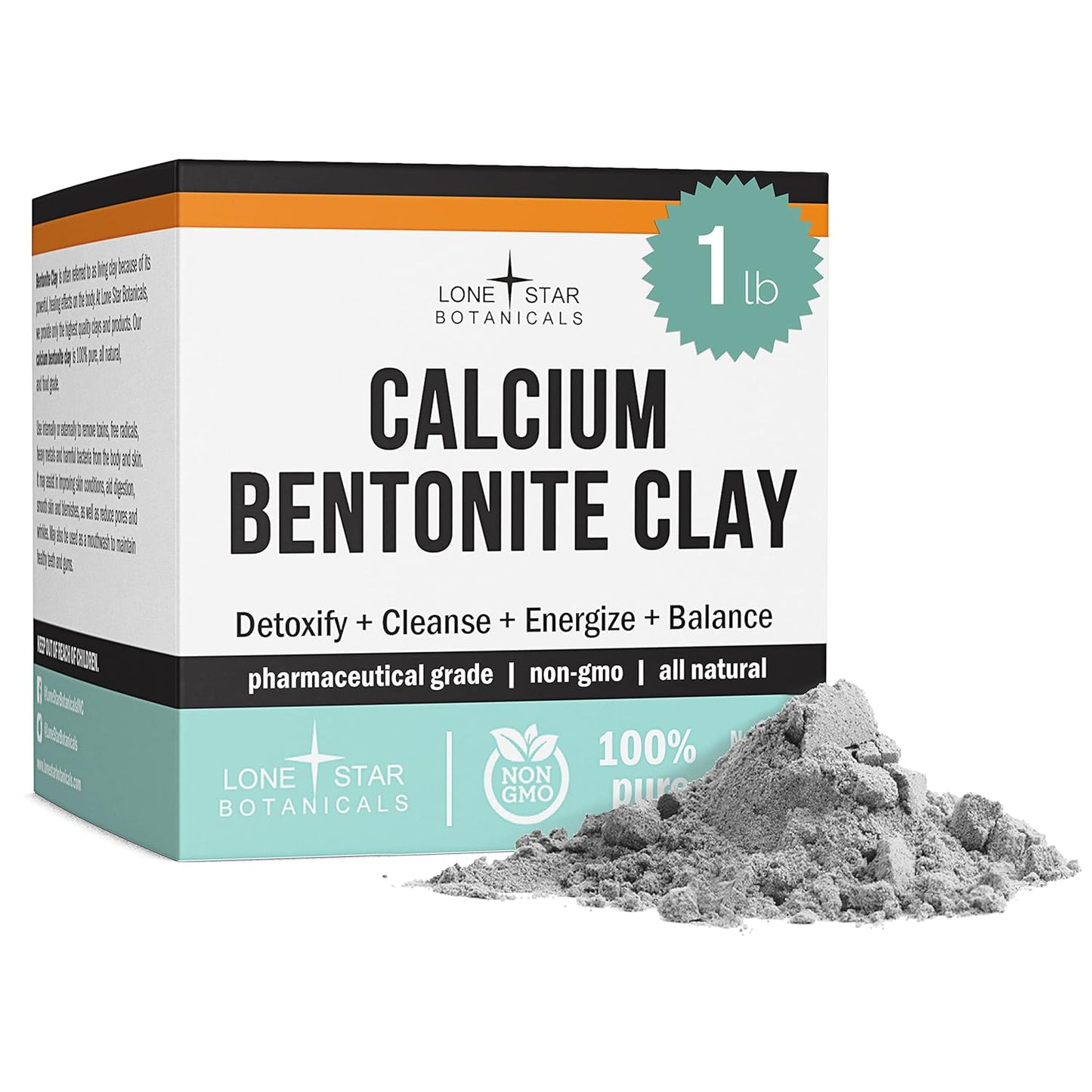 Lone Star, Calcium Bentonite Clay Healing Powder - Pure Pharmaceutical, Better Than Food Grade - Face, Body & Hair Mask, for Internal Use, Natural Mud Masks, Deep Pore Cleansing for Health & Beauty
