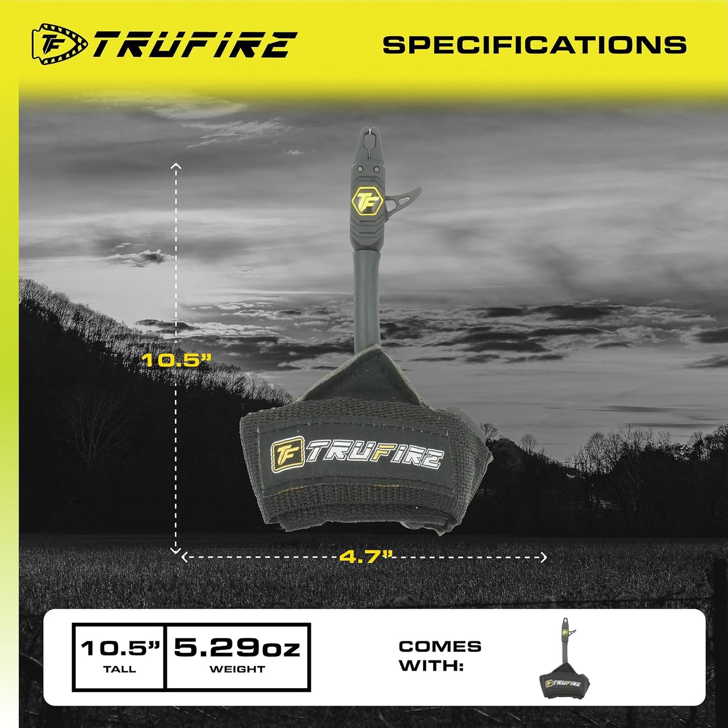 Tru-Fire, Patriot Archery Compound Bow Release - Adjustable Black Wrist Strap