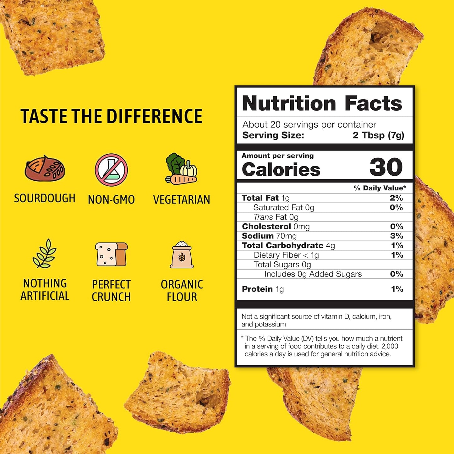 Kooshy Croutons, Mambo Italiano (Sourdough Bread, Garlic, Basil, Parmesan), All Natural, Vegetarian, Non-GMO Croutons for Salad, Soup and More, 5oz Pouch(1 Pack)