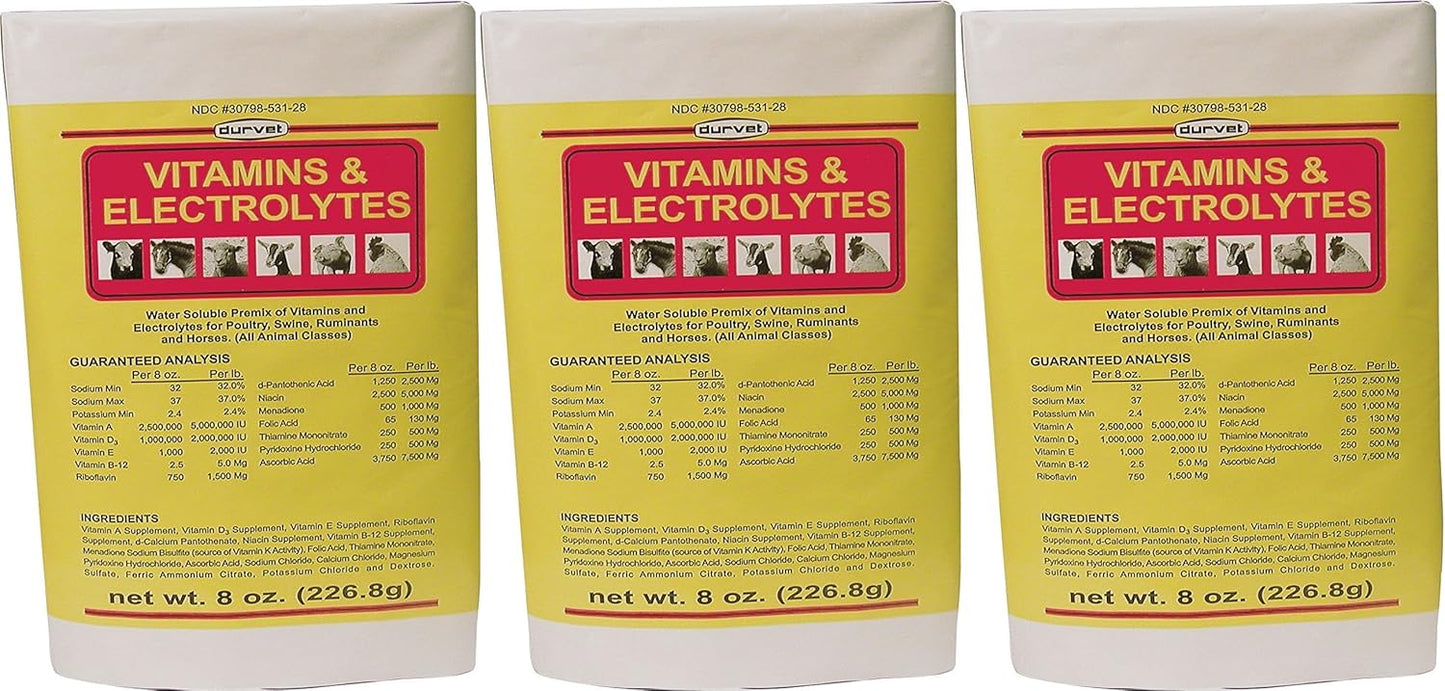 DURVET, 136028 vitamins & Electrolytes, 8 oz (3 Pack)