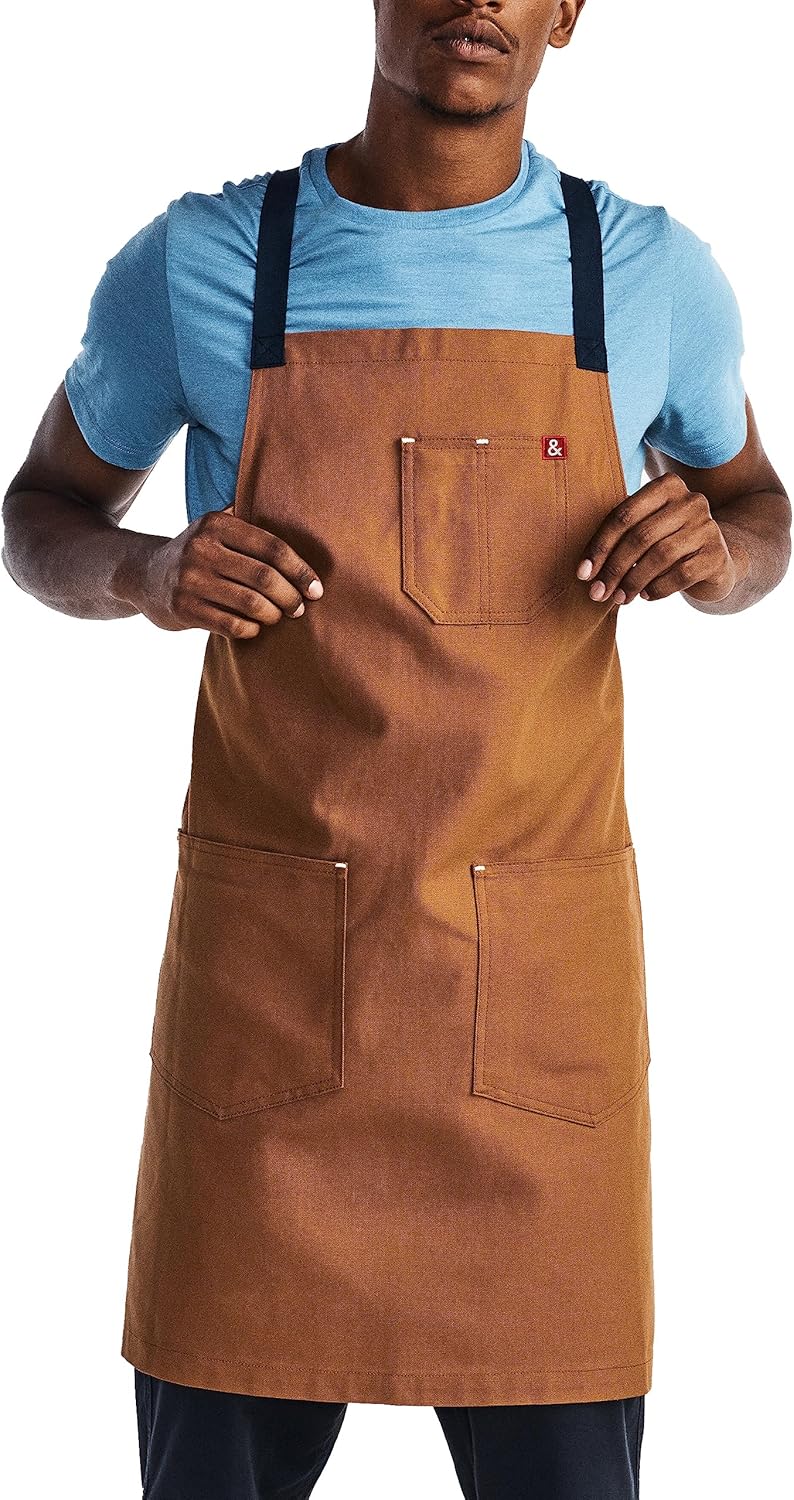 Hedley & Bennett Crossback Apron - Professional Chef's Apron - Cross Back Men's Apron - Mens Cooking Apron - Kitchen Apron - Chef Aprons for Men & Women - 8oz 100% Cotton Canvas Fabric - Denver Brown