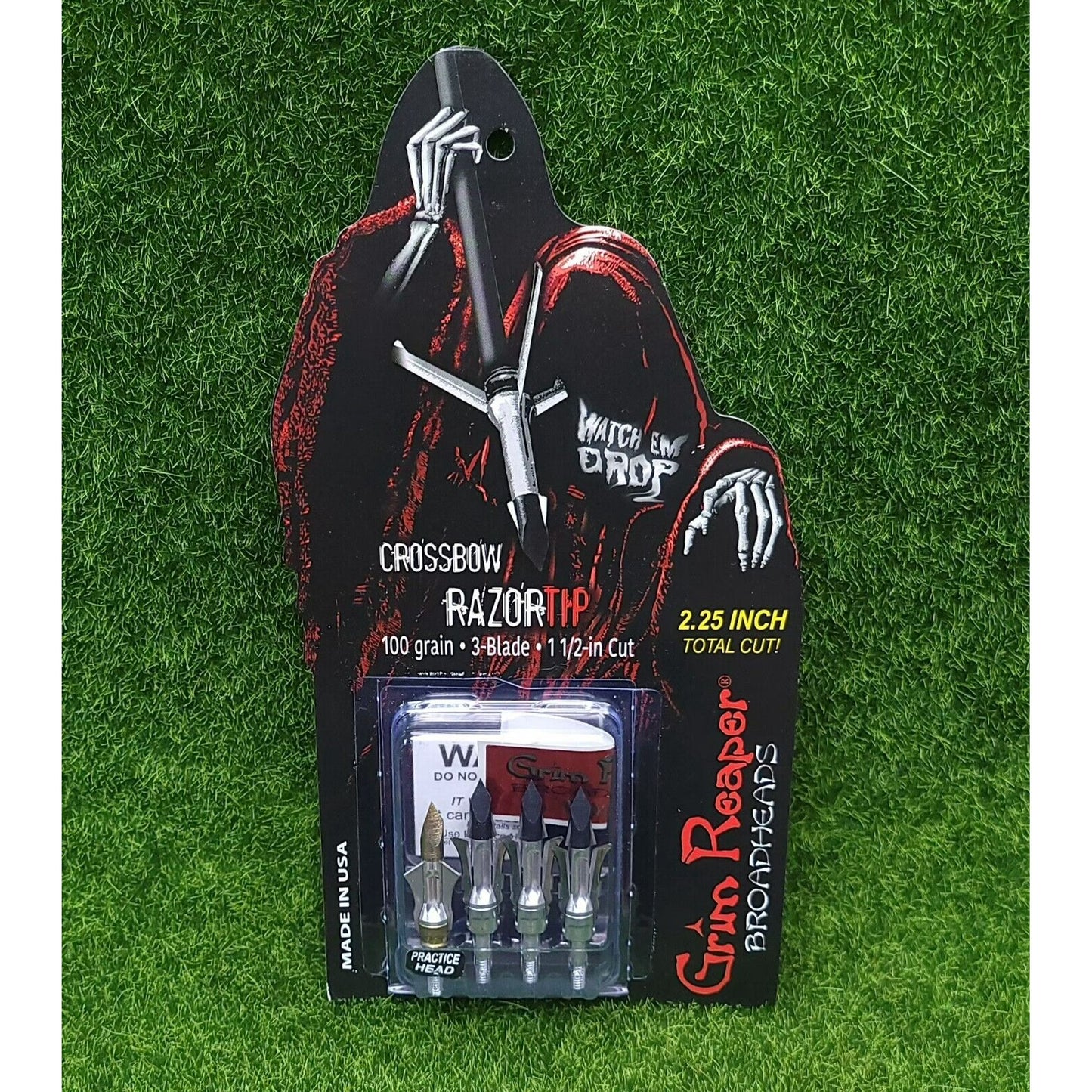 GRIM REAPER 1973 X-Bow Mechanical Broadhead Razortip 1 1/2" Cut 3 Blade 100gr