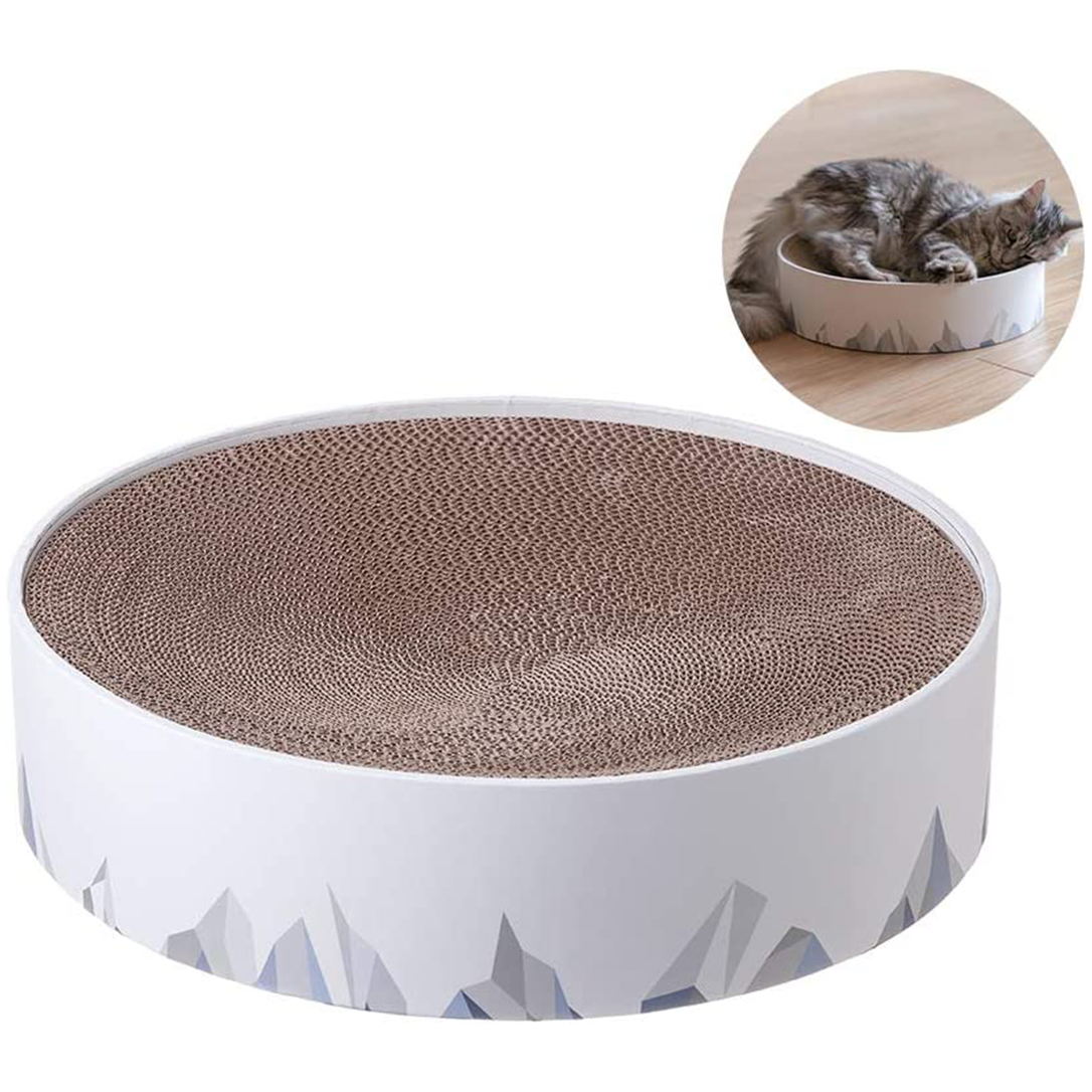Pidan, Cat Scratch Bowl Cat Cardboard Pad for Indoor Cats Lounge - Round Cat Scratcher Couch Bed with Geometric Pattern