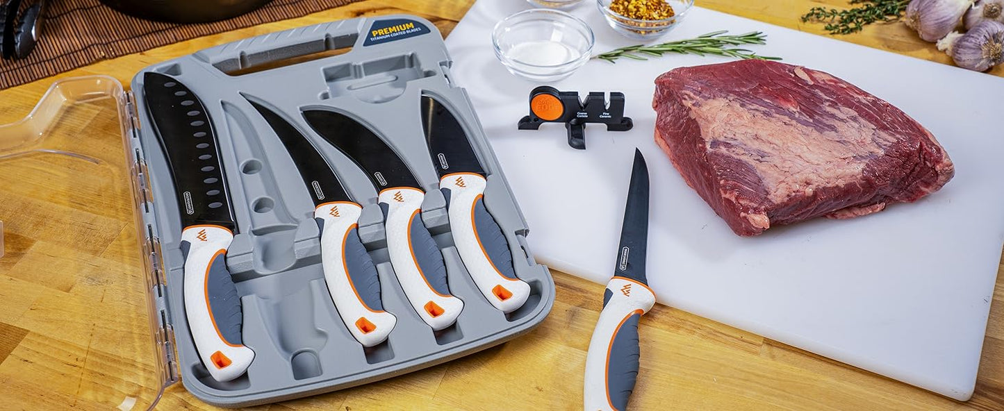 OUTDOOR EDGE, ErgoMax 6-Piece Professional Game Processing Knife Set | Caping & Boning Knives, Skinning Knife, Butcher Knife | Elite Big Game, Elk & Deer Hunting Gear | Perfect Field Dressing Knife Set