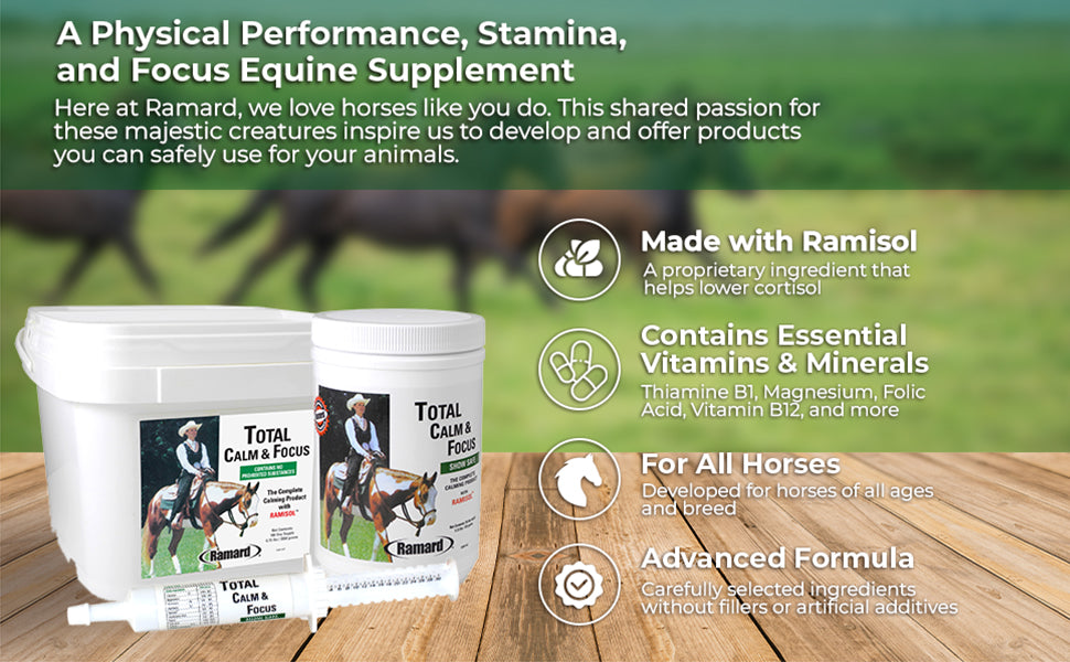Ramard, Total Calm and Focus for Horses Supplement - Magnesium & Calming Formula for Horse Show, Training, & Performance Mental Alertness Without Drowsiness, Show Safe, Perfect Prep for Horses 1 Pack