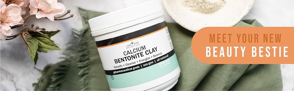 Lone Star, Calcium Bentonite Clay Healing Powder 2lb. - Pure Pharmaceutical, Better Than Food Grade - Face, Body & Hair Mask, for Internal Use, Natural Mud Masks, Deep Pore Cleansing for Health & Beauty
