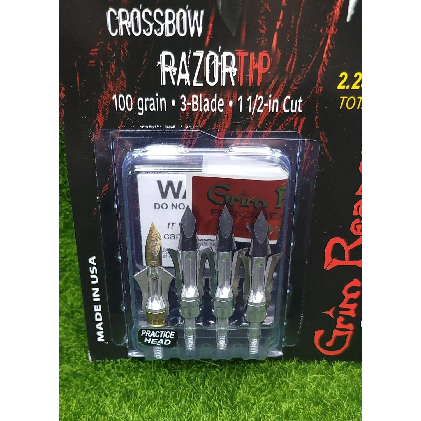 GRIM REAPER 1973 X-Bow Mechanical Broadhead Razortip 1 1/2" Cut 3 Blade 100gr