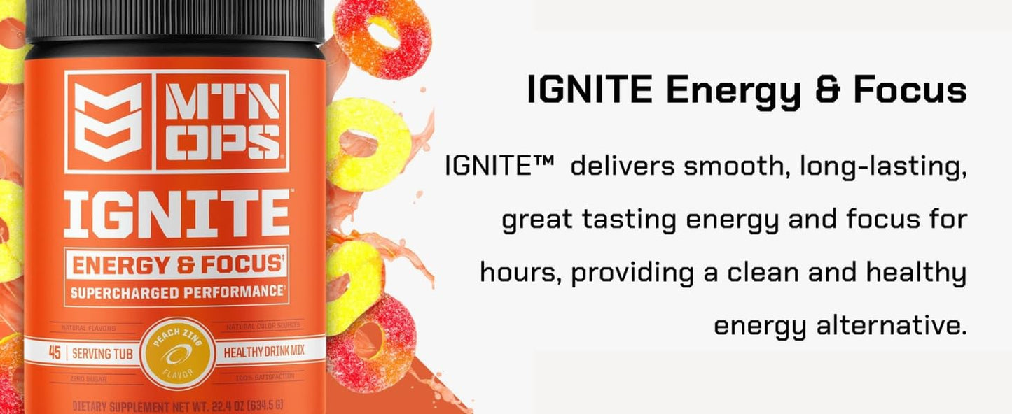 MTN OPS, Ignite Supercharged Energy Drink Mix 45-Serving Tub, Pink Lemonade