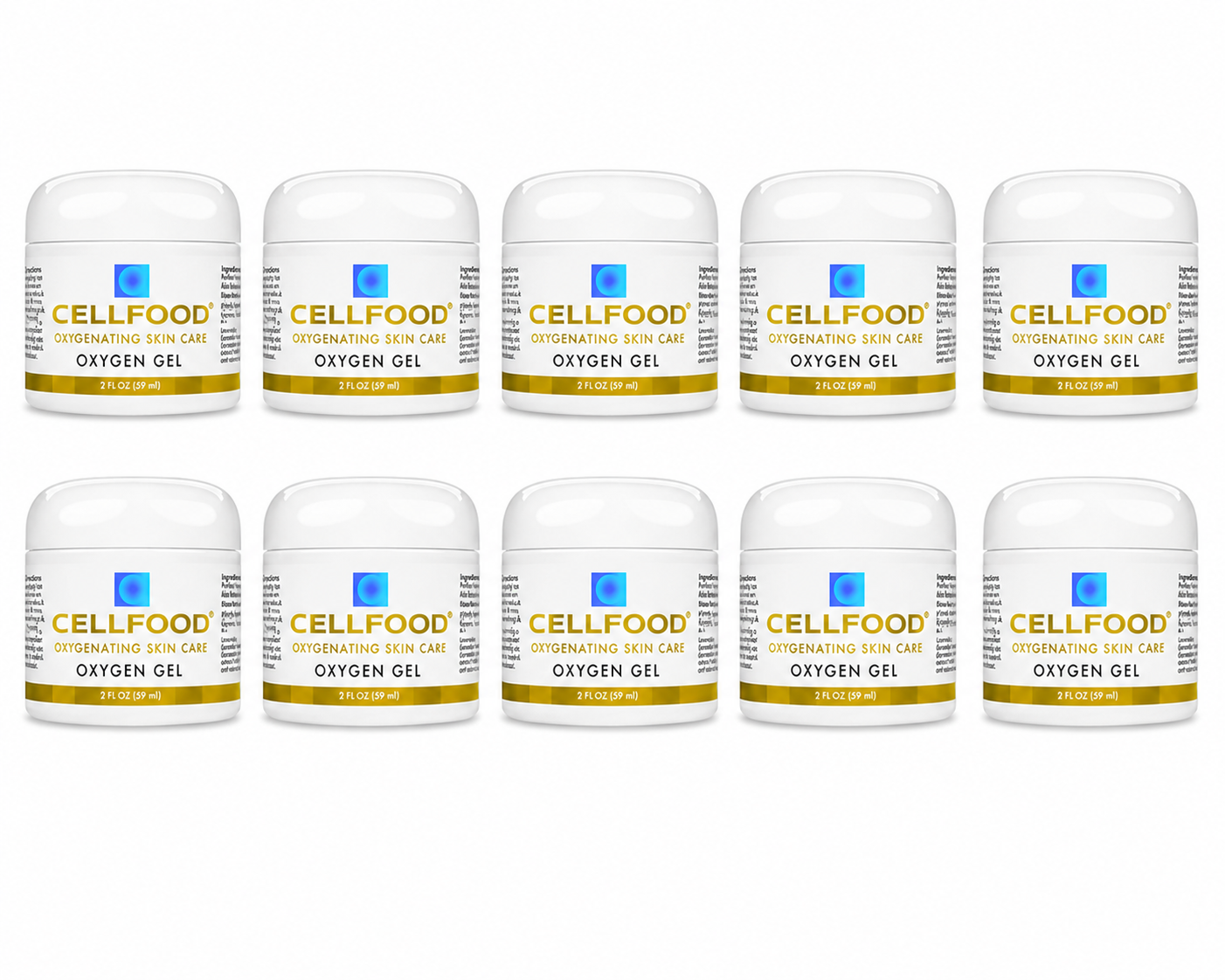 Cellfood Oxygen Gel - 2 fl oz, Pack of 10 - Provides Moisture & Protection, Decreases Appearance of Fine Lines - Aloe Vera, Lavender Blossom Extract, Cellfood & Glycerine - Hypoallergenic, Non-GMO