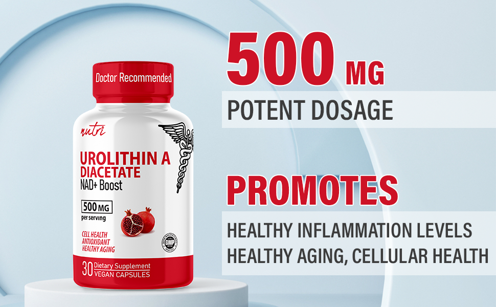 Nutri, Urolithin A Diacetate 500mg - Cellular Energy - 30 Caps
