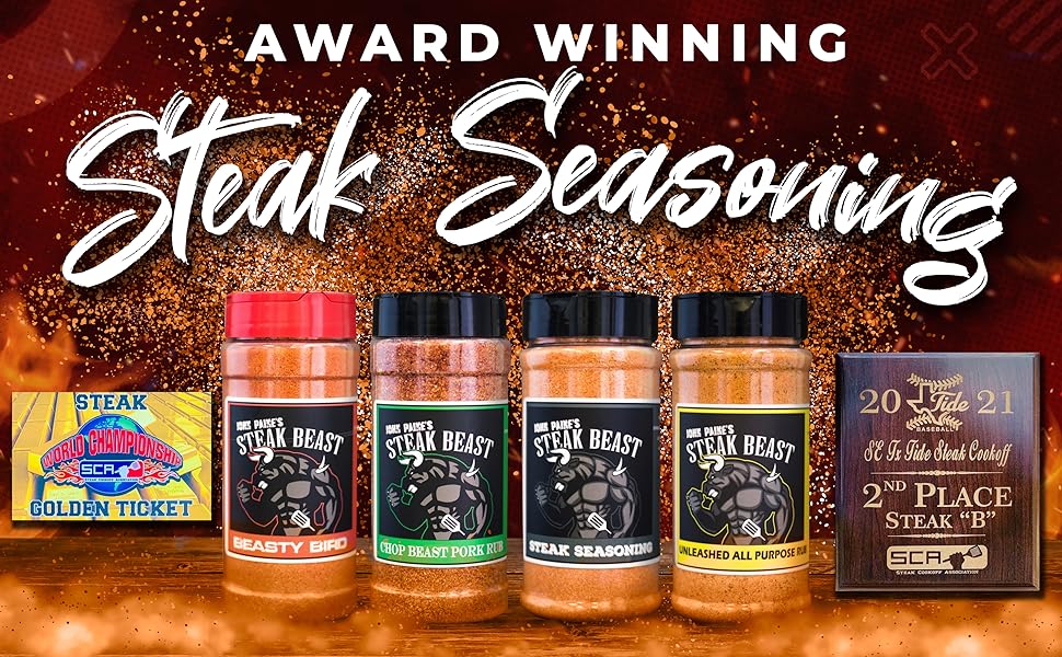 Steak Beast, Unleashed Seasoning: Award-Winning Blend for Grilling, Roasting and Marinate, Perfect for Steak Rubs and Seasonings and for other Meats, Flavorful with a Hint of Butter, 12oz