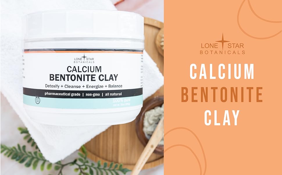 Lone Star, Calcium Bentonite Clay Healing Powder 2lb. - Pure Pharmaceutical, Better Than Food Grade - Face, Body & Hair Mask, for Internal Use, Natural Mud Masks, Deep Pore Cleansing for Health & Beauty