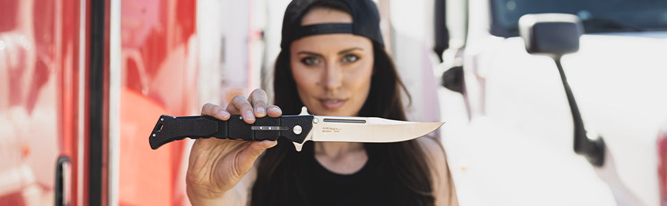 Cold Steel, SR1 Lite 8Cr14MoV Steel 4" Blade Griv-Ex Handle Tactical Self-Defense Folding Knife with Tri-Ad Locking Mechanism, Pocket/Belt Clip