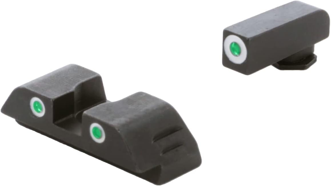 AMERIGLO, Optic Compatible XL Tall Green Tritium Front - 0.315" Rear - 0.394" Square Notch Sight Set Compatible with All Glocks