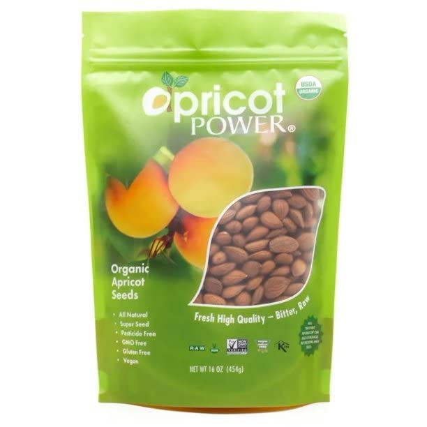 My Power Seeds, Organic Bitter Raw Apricot Seeds - Raw, Bitter, Vegan, Gluten-free, GMO-free 16oz