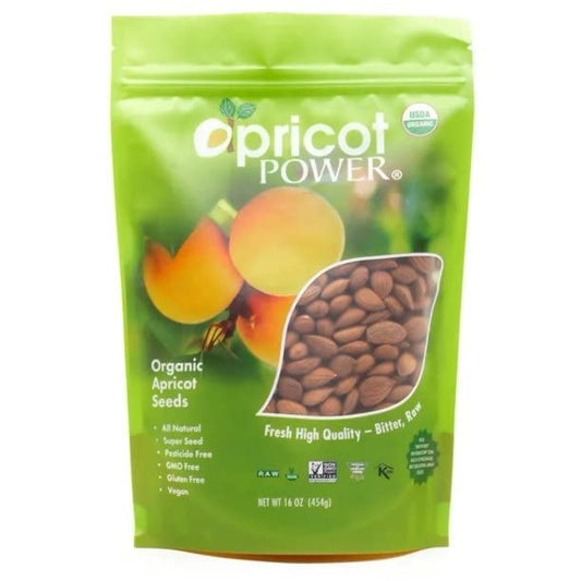 My Power Seeds, Organic Bitter Raw Apricot Seeds - Raw, Bitter, Vegan, Gluten-free, GMO-free 16oz