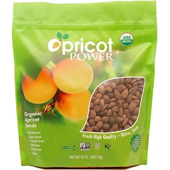 My Power Seeds, Organic Bitter Raw Apricot Seeds - Raw, Bitter, Vegan, Gluten-free, GMO-free 32 oz