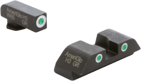 AMERIGLO, Optic Compatible XL Tall Green Tritium Front - 0.315" Rear - 0.394" Square Notch Sight Set Compatible with All Glocks