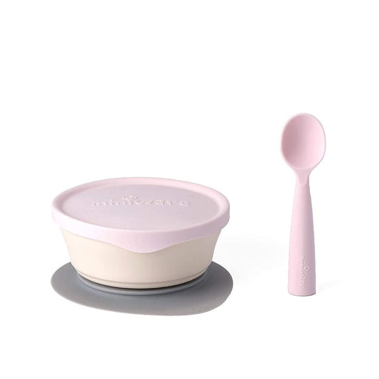 Miniware, First Bites Baby Feeding Set with Baby Bowl, Detachable Suction Foot, and Baby Spoon - Eco-Friendly, BPA Free, Dishwasher Safe Baby Eating Essentials(Vanilla & Cotton Candy)