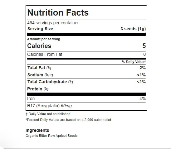 My Power Seeds, Organic Bitter Raw Apricot Seeds - Raw, Bitter, Vegan, Gluten-free, GMO-free 32 oz
