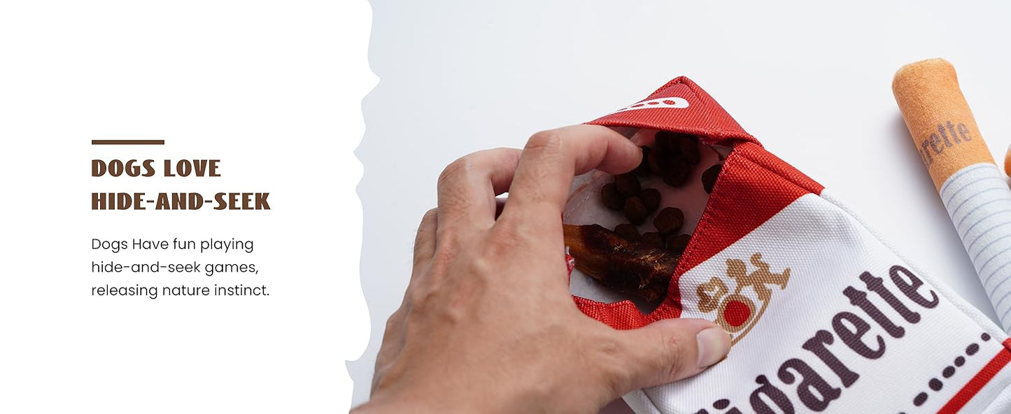 Nocciola, 3 Packs Squeaky Puff Stick Toys with a Box, Funny Interactive Plush Dog Toys, Pitbull Husky Frenchie Pug Stuffed Puppy Toys for Small to Medium Breed, Dog Accessories Boy Gift