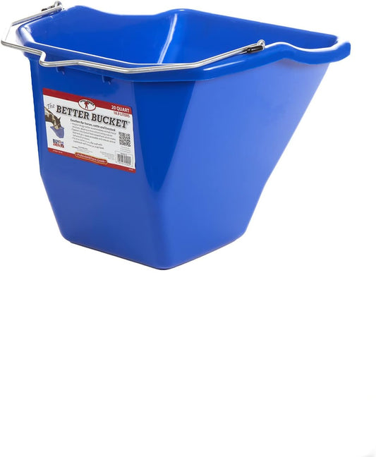 Little Giant®, Plastic Better Bucket | Horse Feed Bucket | Ergonomically Designed | Flat Back Bucket | Made in USA | 10 Quarts | Blue