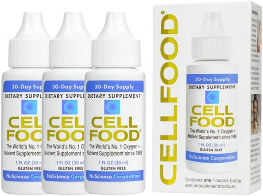 Cellfood, Oxygen Boost - 1 fl oz, 3 Pack - Liquid Oxygen Supplement for Lymphatic Drainage, Altitude Sickness, Jet Lag, Fatigue, Headaches, Hangovers & Energy - Gluten Free, Cert. Kosher