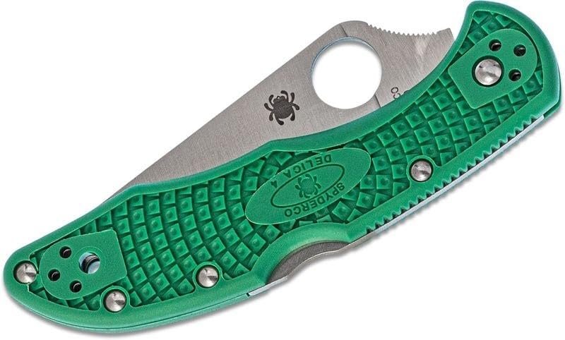 Spyderco, Delica 4 Lightweight 7.15" Signature Folding Knife with 2.90" Flat-Ground Steel Blade and High-Strength FRN Handle - PlainEdge Grind